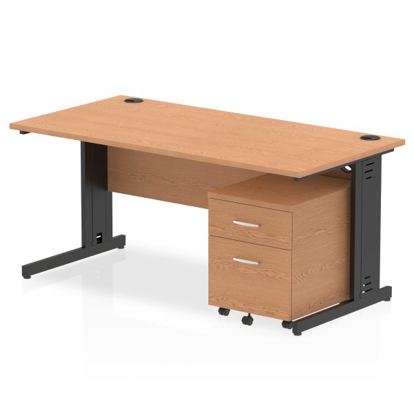 Pulse 1600mm Cable Managed Straight Desk With Mobile Pedestal - Image 29