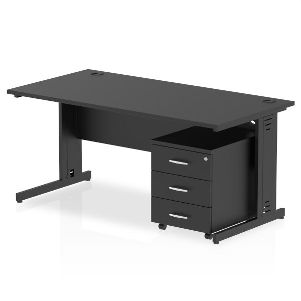 Pulse 1600mm Cable Managed Straight Desk With Mobile Pedestal - Image 33
