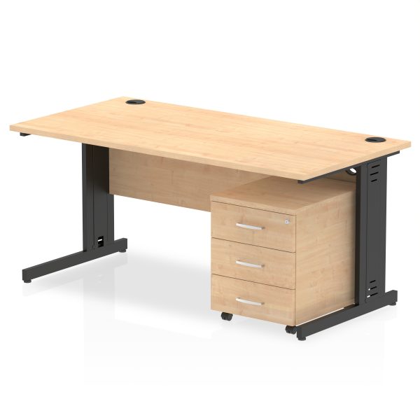 Pulse 1600mm Cable Managed Straight Desk With Mobile Pedestal - Image 35