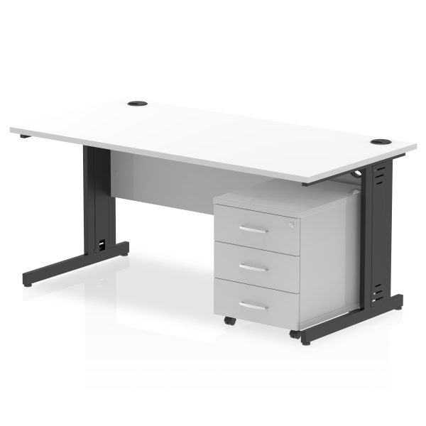Pulse 1600mm Cable Managed Straight Desk With Mobile Pedestal - Image 37