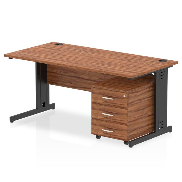 Pulse 1600mm Cable Managed Straight Desk With Mobile Pedestal - Image 38