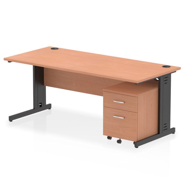 Pulse 1800mm Cable Managed Straight Desk With Mobile Pedestal - Image 25