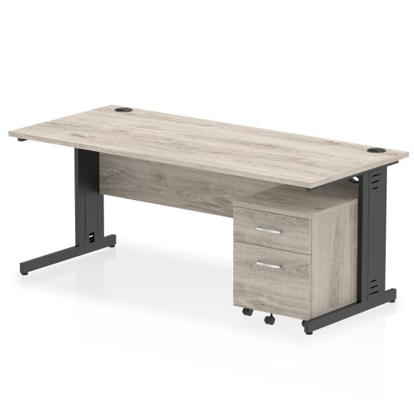 Pulse 1800mm Cable Managed Straight Desk With Mobile Pedestal - Image 27