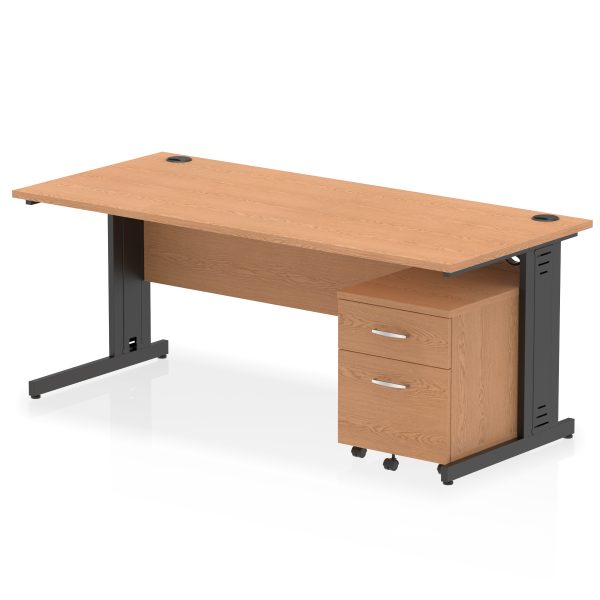Pulse 1800mm Cable Managed Straight Desk With Mobile Pedestal - Image 29