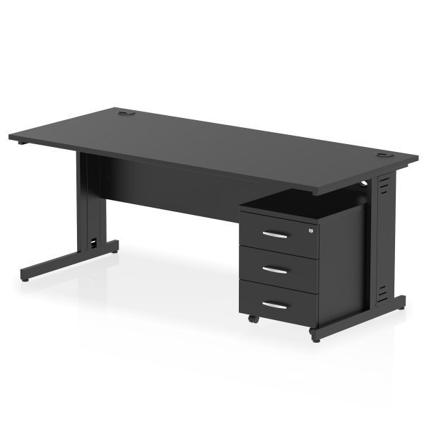 Pulse 1800mm Cable Managed Straight Desk With Mobile Pedestal - Image 33