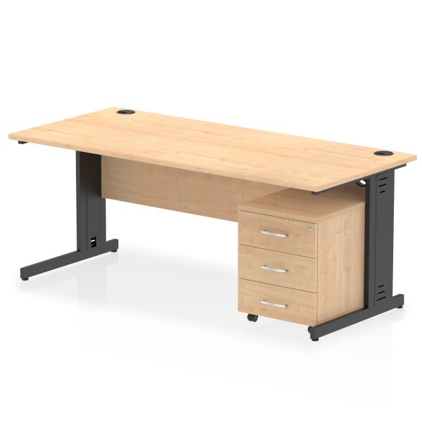 Pulse 1800mm Cable Managed Straight Desk With Mobile Pedestal - Image 35
