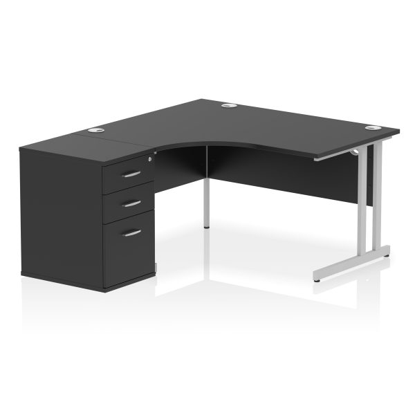 Pulse 1400mm Cantilever Left Crescent Desk Workstation - Image 38