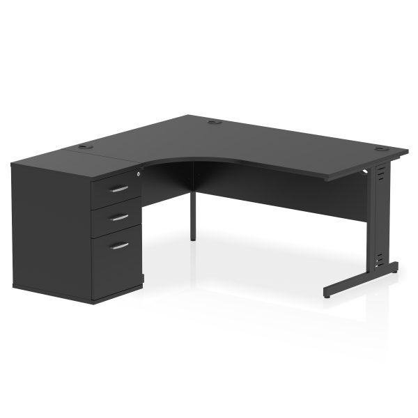 Pulse 1600mm Cable Managed Left Crescent Desk Workstation - Image 37