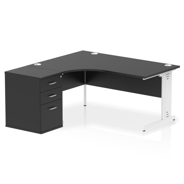 Pulse 1600mm Cable Managed Left Crescent Desk Workstation - Image 39