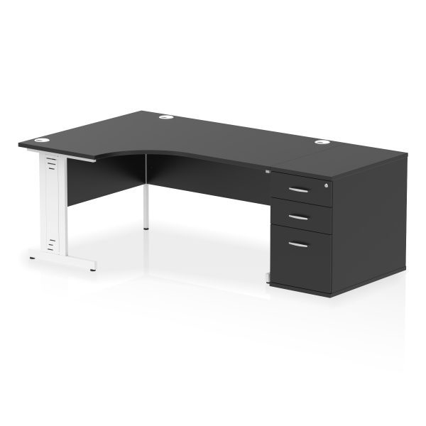 Pulse 1600mm Cable Managed Left Crescent Desk Workstation - Image 42