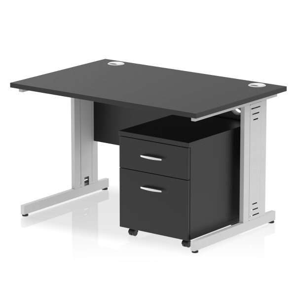Pulse 1200mm Cable Managed Straight Desk With Mobile Pedestal - Image 39