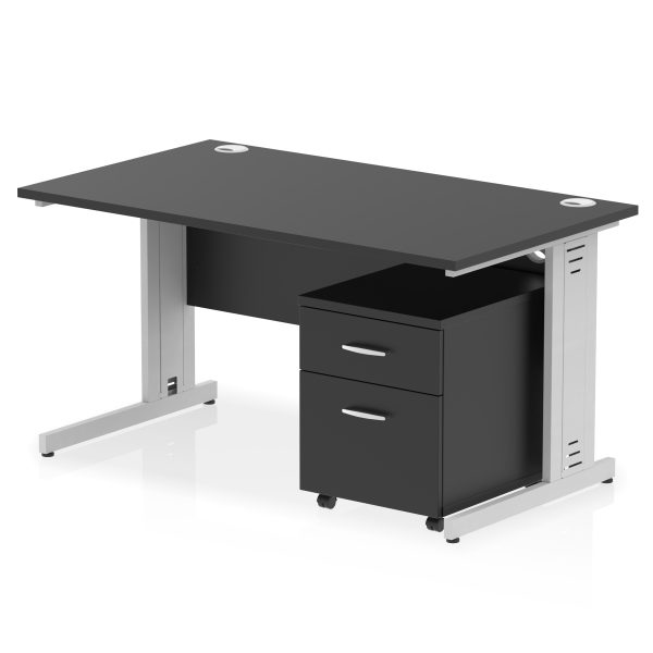 Pulse 1400mm Cable Managed Straight Desk With Mobile Pedestal - Image 39