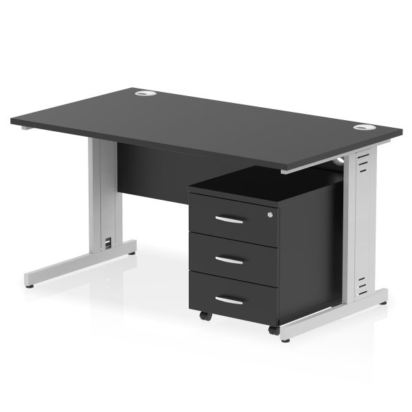 Pulse 1400mm Cable Managed Straight Desk With Mobile Pedestal - Image 40