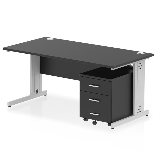 Pulse 1600mm Cable Managed Straight Desk With Mobile Pedestal - Image 40
