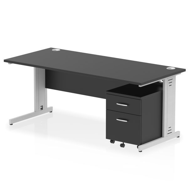 Pulse 1800mm Cable Managed Straight Desk With Mobile Pedestal - Image 39