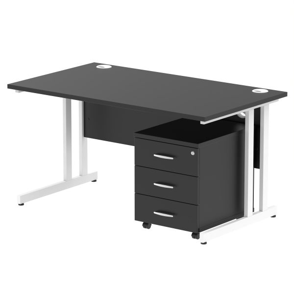 Pulse 1400mm Cantilever Straight Desk With Mobile Pedestal - Image 42