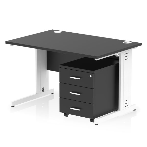Pulse 1200mm Cable Managed Straight Desk With Mobile Pedestal - Image 42