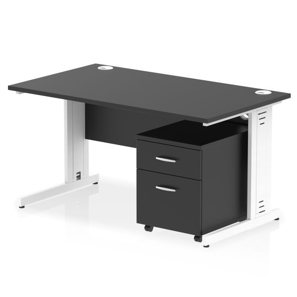 Pulse 1400mm Cable Managed Straight Desk With Mobile Pedestal - Image 41