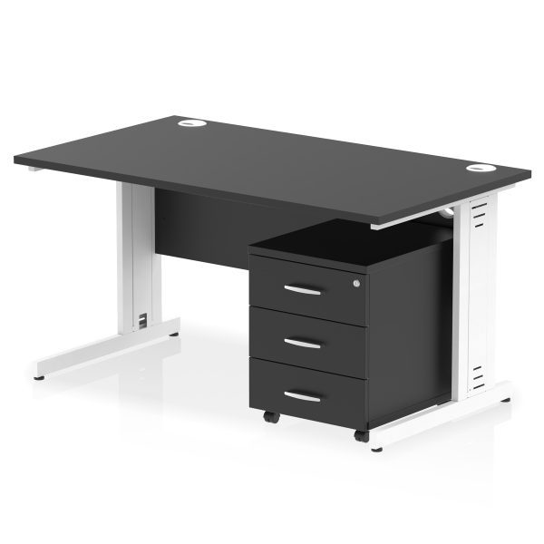 Pulse 1400mm Cable Managed Straight Desk With Mobile Pedestal - Image 42