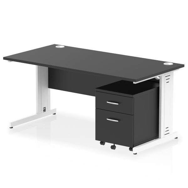 Pulse 1600mm Cable Managed Straight Desk With Mobile Pedestal - Image 41