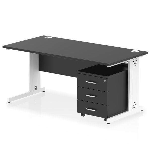 Pulse 1600mm Cable Managed Straight Desk With Mobile Pedestal - Image 42