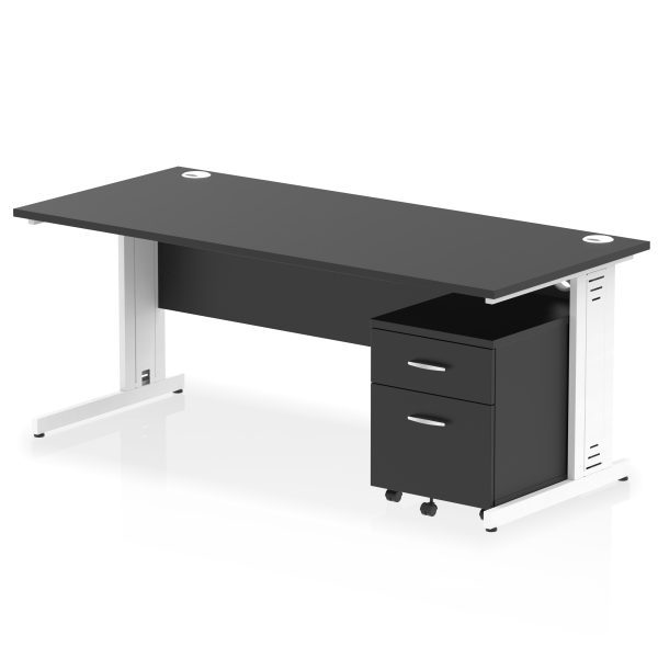 Pulse 1800mm Cable Managed Straight Desk With Mobile Pedestal - Image 41