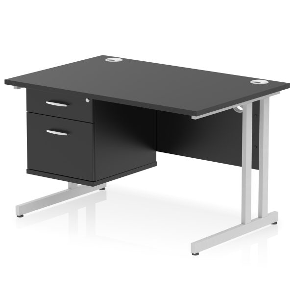Pulse 1200mm Cantilever Straight Desk With Single Fixed Pedestal - Image 25