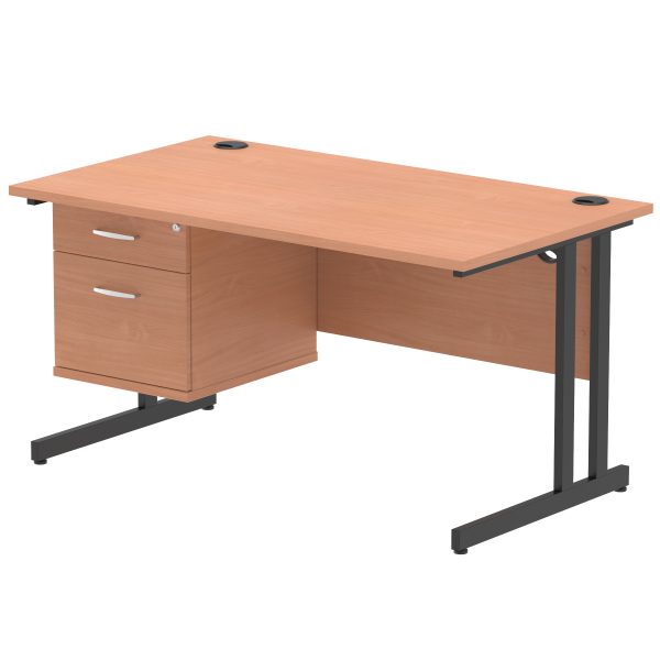 Pulse 1400mm Cantilever Straight Desk With Single Fixed Pedestal - Image 27