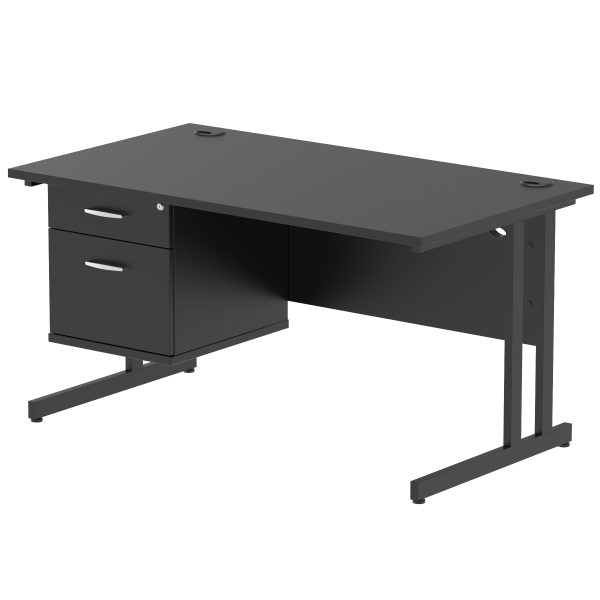 Pulse 1400mm Cantilever Straight Desk With Single Fixed Pedestal - Image 28