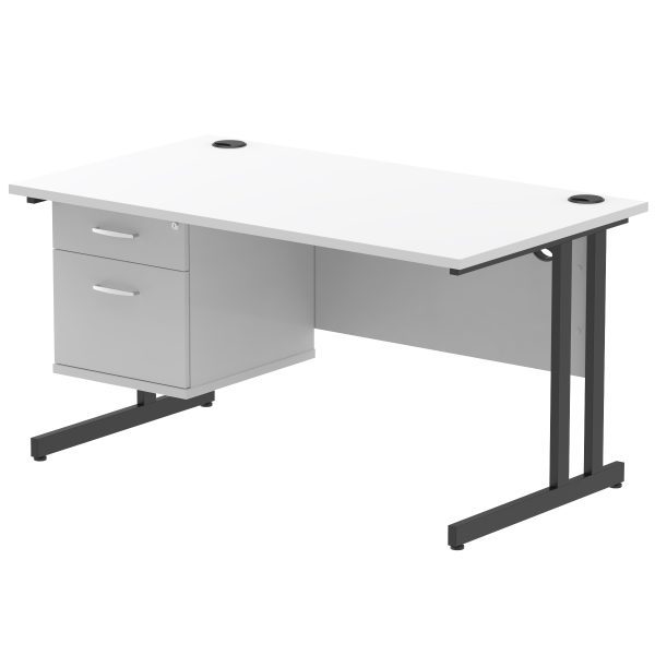 Pulse 1400mm Cantilever Straight Desk With Single Fixed Pedestal - Image 32