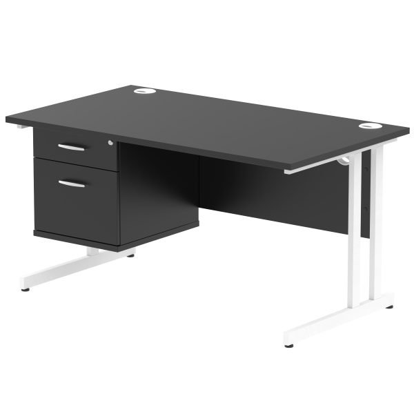 Pulse 1400mm Cantilever Straight Desk With Single Fixed Pedestal - Image 34