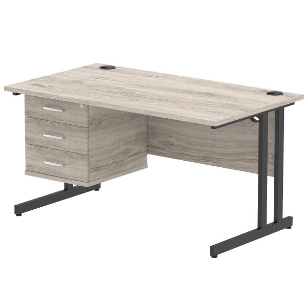 Pulse 1400mm Cantilever Straight Desk With Single Fixed Pedestal - Image 37