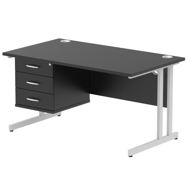 Pulse 1400mm Cantilever Straight Desk With Single Fixed Pedestal - Image 26