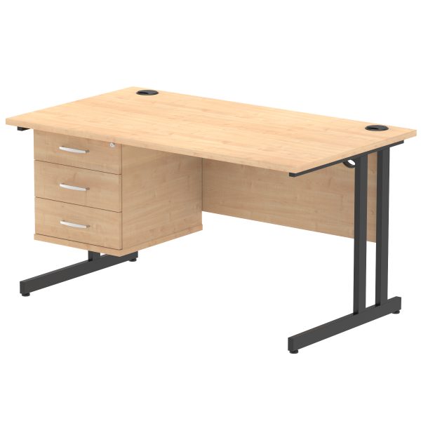 Pulse 1400mm Cantilever Straight Desk With Single Fixed Pedestal - Image 38