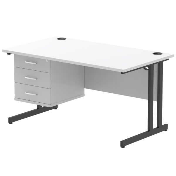 Pulse 1400mm Cantilever Straight Desk With Single Fixed Pedestal - Image 40