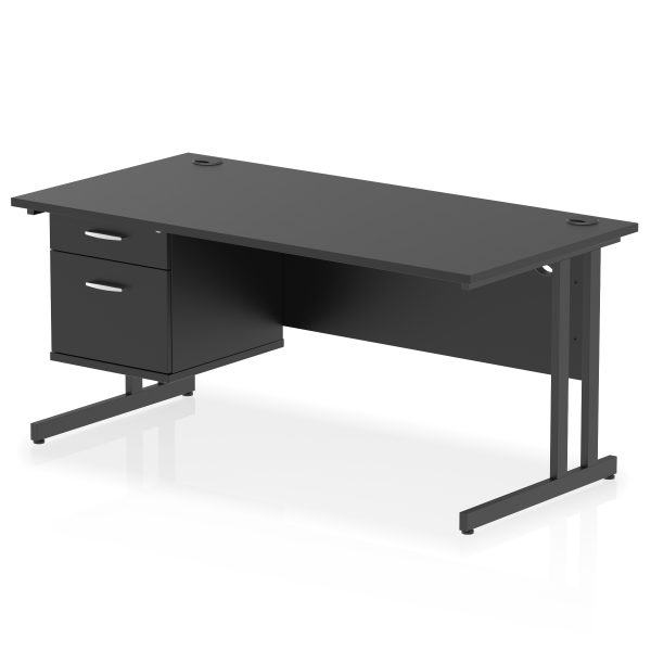 Pulse 1600mm Cantilever Straight Desk With Single Fixed Pedestal - Image 48