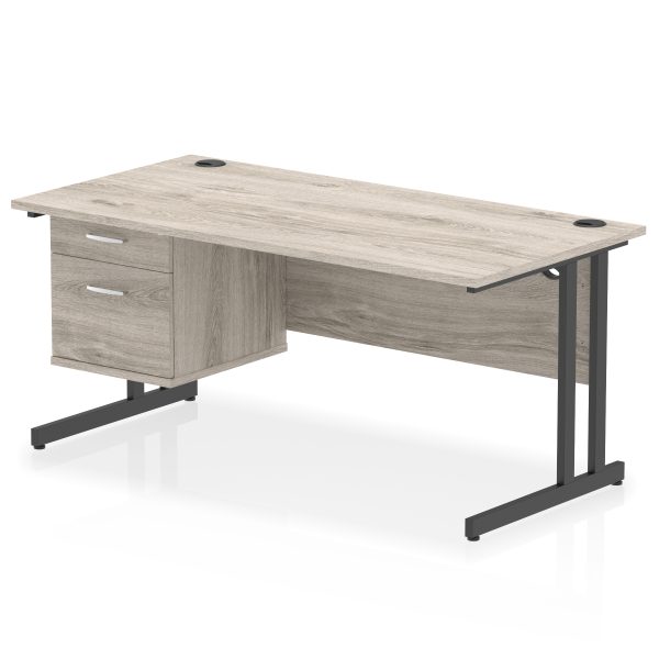 Pulse 1600mm Cantilever Straight Desk With Single Fixed Pedestal - Image 49