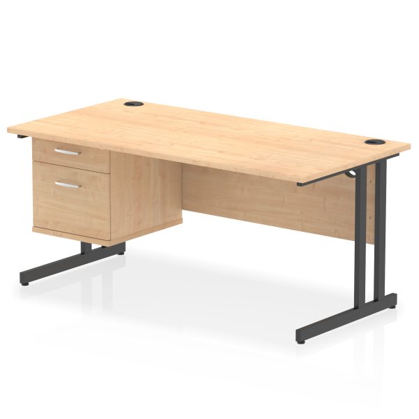 Pulse 1600mm Cantilever Straight Desk With Single Fixed Pedestal - Image 50