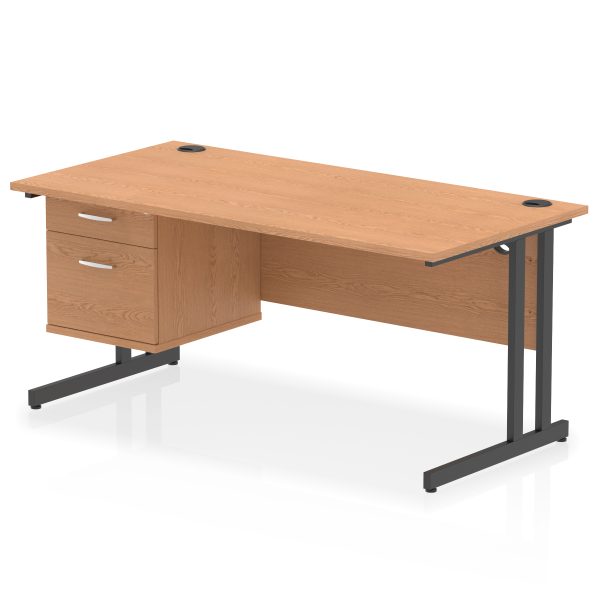 Pulse 1600mm Cantilever Straight Desk With Single Fixed Pedestal - Image 51