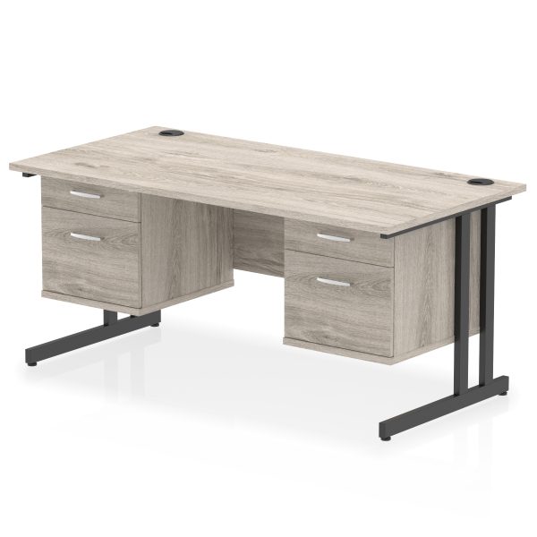 Pulse 1600mm Cantilever Straight Desk With Two Fixed Pedestal - Image 51