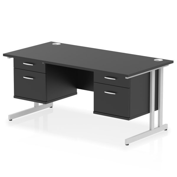 Pulse 1600mm Cantilever Straight Desk With Two Fixed Pedestal - Image 46