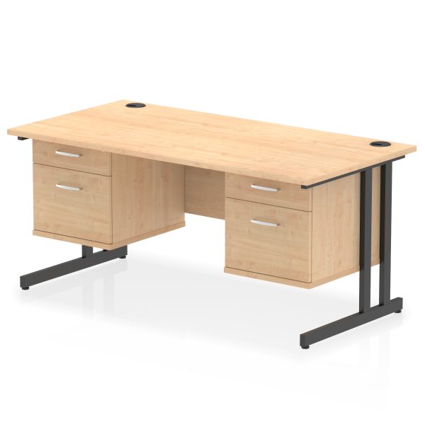 Pulse 1600mm Cantilever Straight Desk With Two Fixed Pedestal - Image 52
