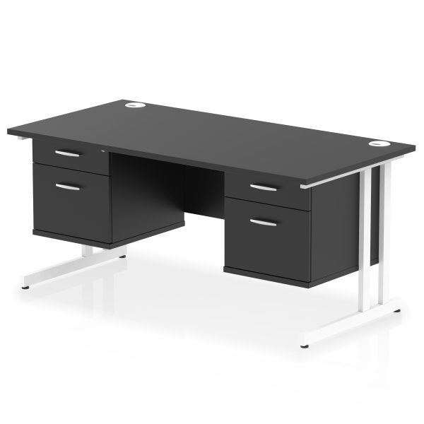 Pulse 1600mm Cantilever Straight Desk With Two Fixed Pedestal - Image 56