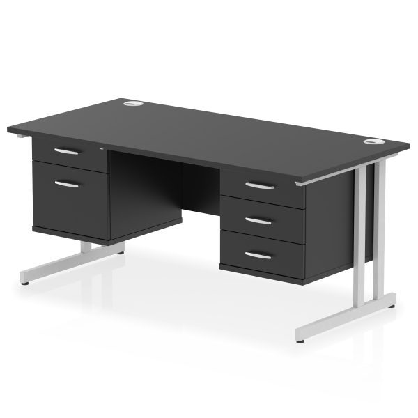 Pulse 1600mm Cantilever Straight Desk With Two Fixed Pedestal - Image 47