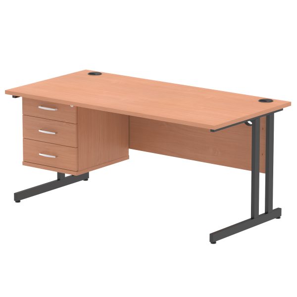 Pulse 1600mm Cantilever Straight Desk With Single Fixed Pedestal - Image 55