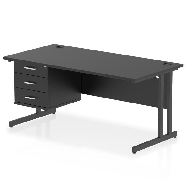 Pulse 1600mm Cantilever Straight Desk With Single Fixed Pedestal - Image 56