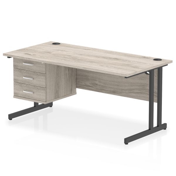 Pulse 1600mm Cantilever Straight Desk With Single Fixed Pedestal - Image 57