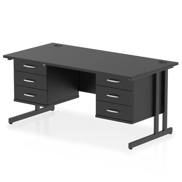 Pulse 1600mm Cantilever Straight Desk With Two Fixed Pedestal - Image 66