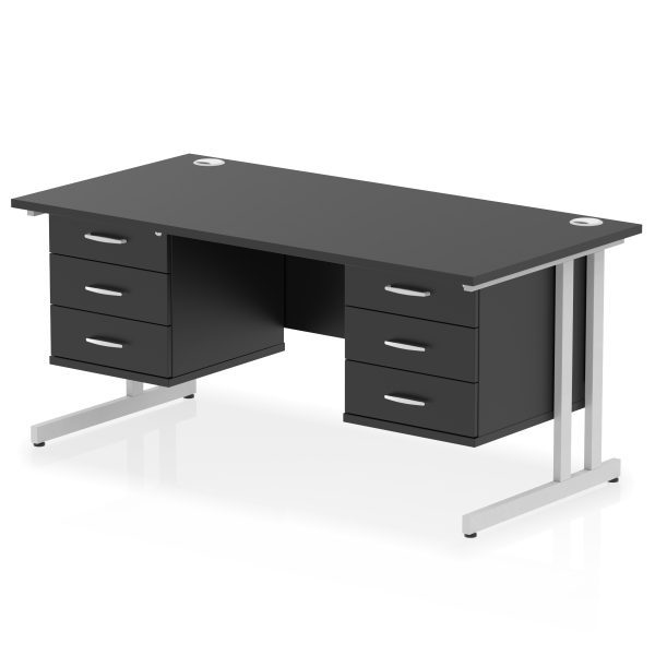 Pulse 1600mm Cantilever Straight Desk With Two Fixed Pedestal - Image 48