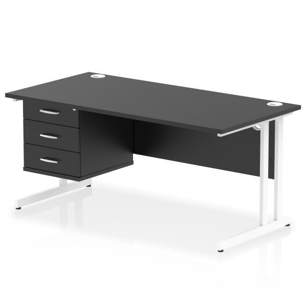 Pulse 1600mm Cantilever Straight Desk With Single Fixed Pedestal - Image 62